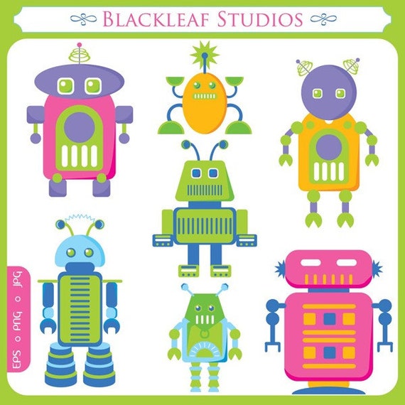 Robots Clip Art Instant Download - robotics, science, school ...