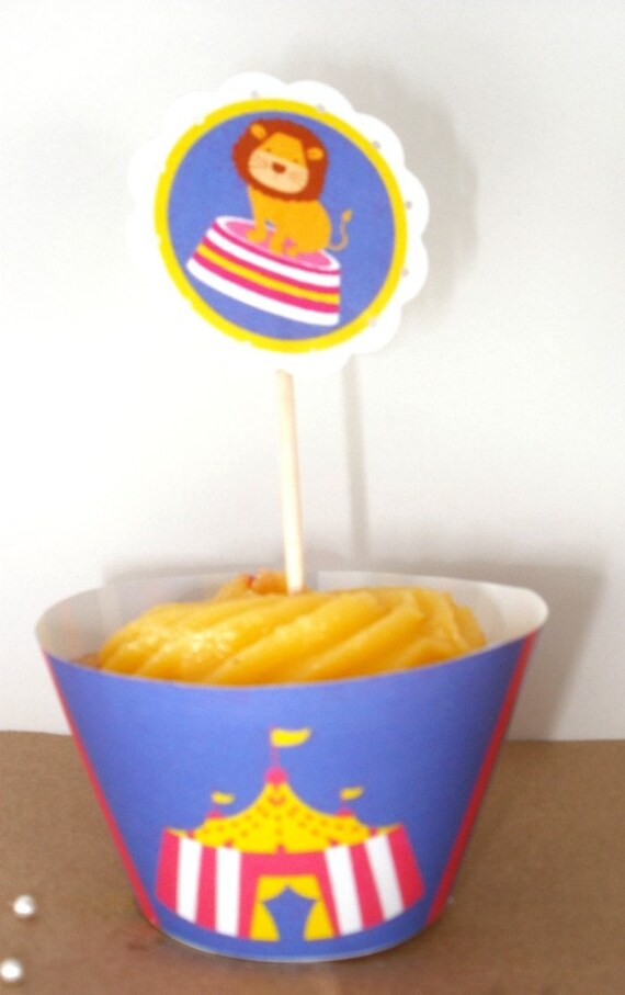 Circus Carnival Cupcake Wrappers & Toppers Set Il_570xn