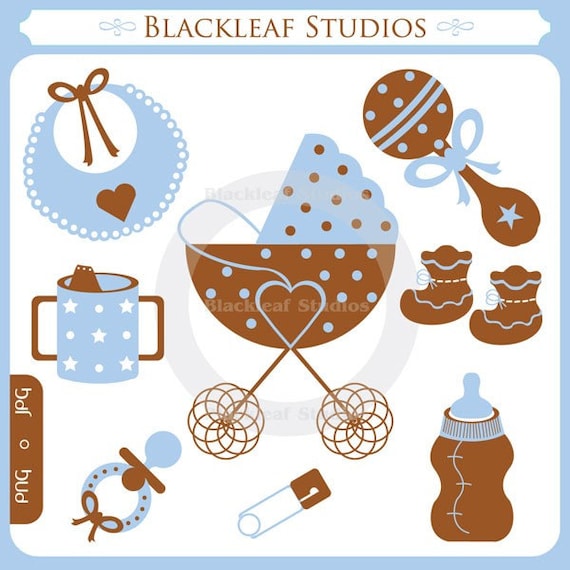 Its a Boy digital clip art bib, stroller, pram, bottle, feeding bottle, pacifier, booties, shoes, socks, baby Personal Commercial Use Il_570xn
