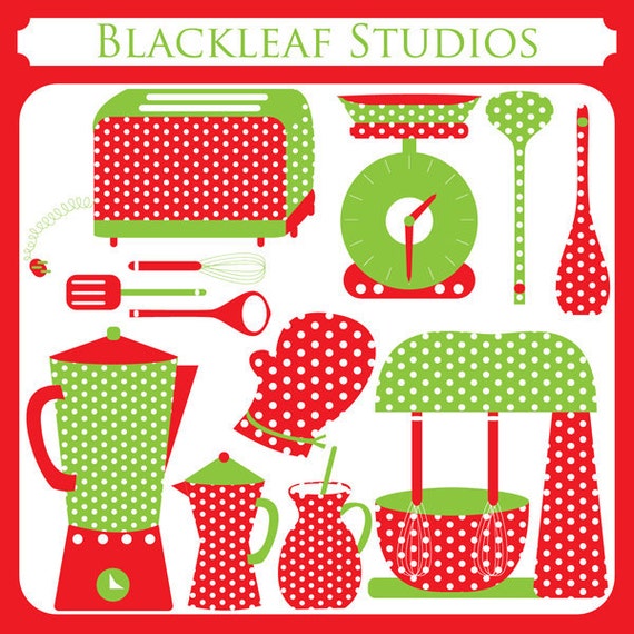 Christmas Kitchen - christmas baking, kitchen, chef, kettle, spoons, laddle, chef hat, woman cooking - Personal and Commercial Use Il_570xn