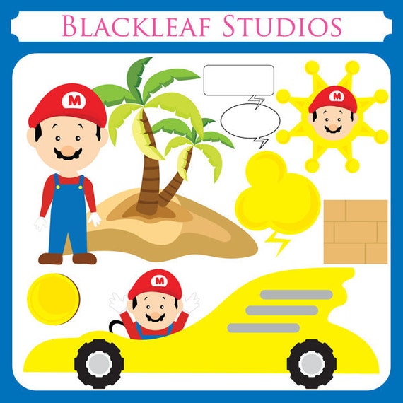 Gaming Hero - mario bros, super mario, nintendo, mario party, birth announcement, baby shower Personal and Commercial Use Clip Art Il_570xn