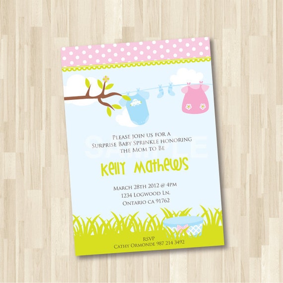 Twins Baby Shower Invitation - Baby Clothesline Laundry Invitation DIY ...