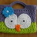 Crocheted Owl Purse Purple/ Lime Green
