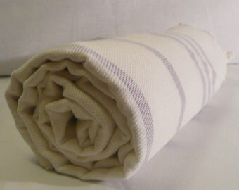 Turkish Bath Towel...PESHTEMAL(108) WHITE-PURPLE