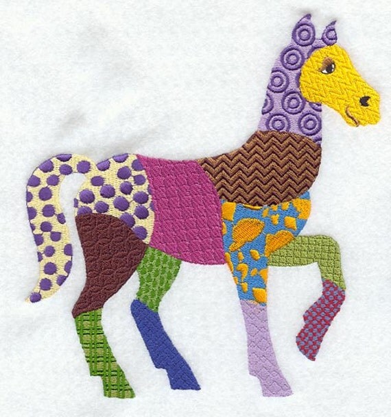 PATCHWORK HORSE Machine Embroidered Quilt BlocksAzEB