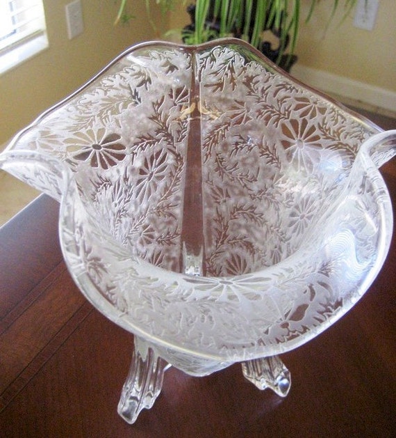 Vintage Depression Glass Vase Clear and Frosted by FrancesAttic