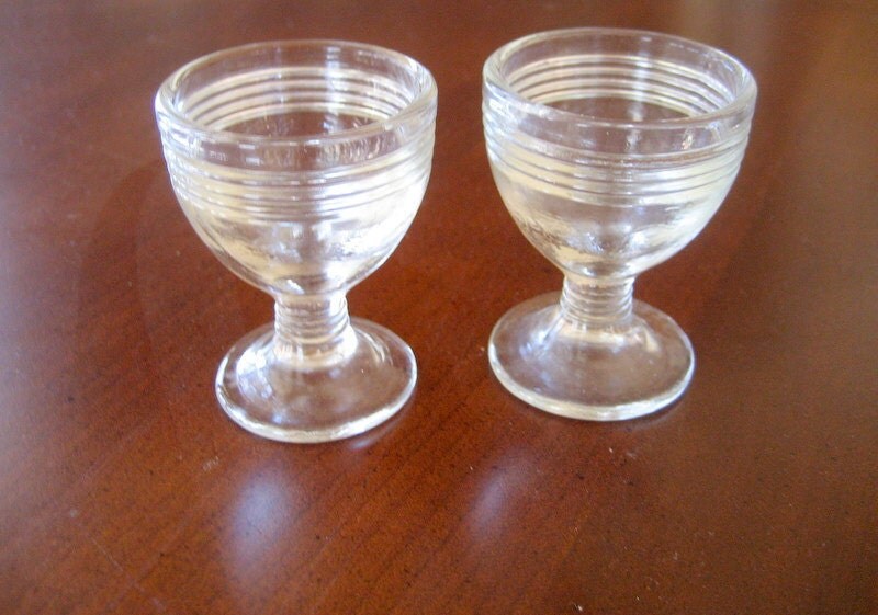 Vintage Glass Egg Cups Set of 2 Circa 1940s