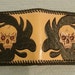 Custom Carved Skull & Flames Leather Billfold Wallet