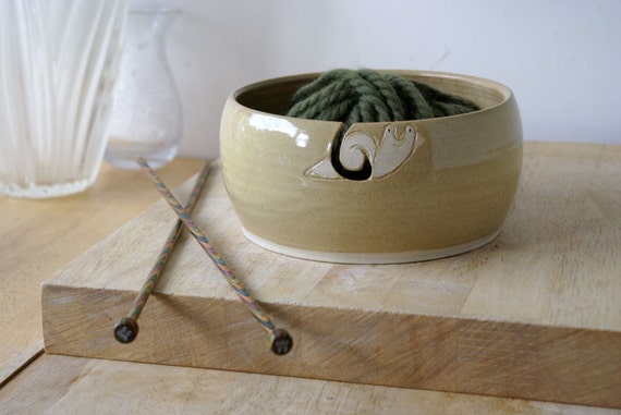 Made to order - The happy snail yarn bowl, hand thrown custom pottery yarn bowl