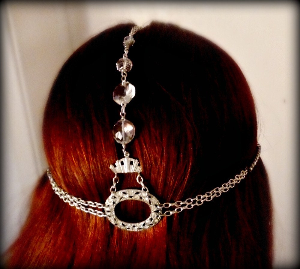 Art Deco Headpiece: Vintage Rhinestone Headdress Art Deco