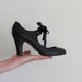 black mary jane heel . ribbon bow tie shoe .size 8.5