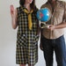 mod girl scout shift dress . scouts honor moonrise kingdom uniform . yellow plaid .medium.large .sale