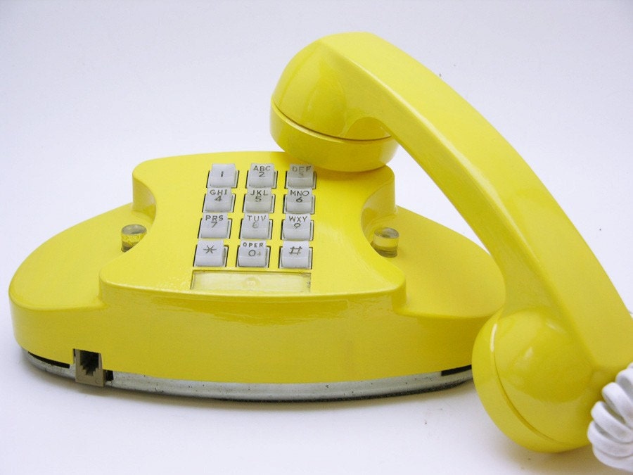Refurbished Retro Yellow Princess Push Button Phone
