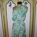 Vintage 1970's Metallic Floral One Shoulder Sarong Sun Dress. Small.