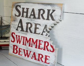 Shark decor | Etsy - Beach Shark Bite Sign Nautical Nursery Or Coastal Decor