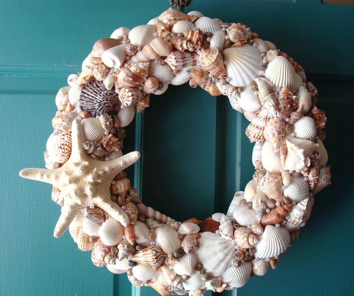 Seashell Wreath Beach Decor Coastal Cottage Decor Beach wall