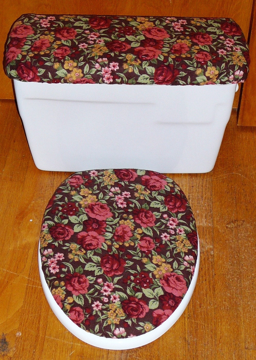 TOILET SEAT AND TANK LID COVER SET AUTUMN ROSE