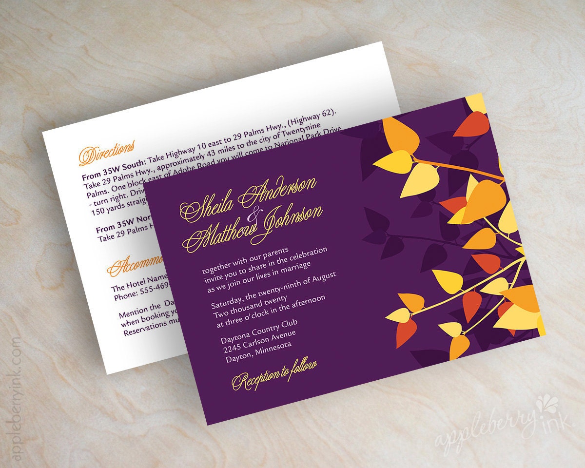 Purple And Orange Wedding Invitations 3