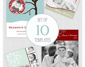 INSTANT DOWNLOAD: 10 PSD Christmas / Holiday photo card templates. Mini Pack 12. Il_170x135