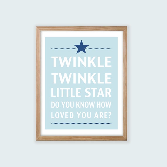Printable Children's Wall Art. Twinkle Twinkle Little Star. Boy or Girl Styles. Can be personalized. Il_570xn