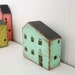 Wood house handpainted secret money place Light Turquoise No. 3