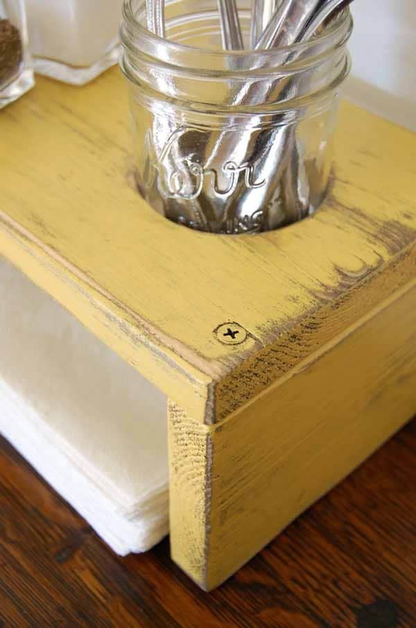kitchen table organizer napkin holder salt pepper mason jar