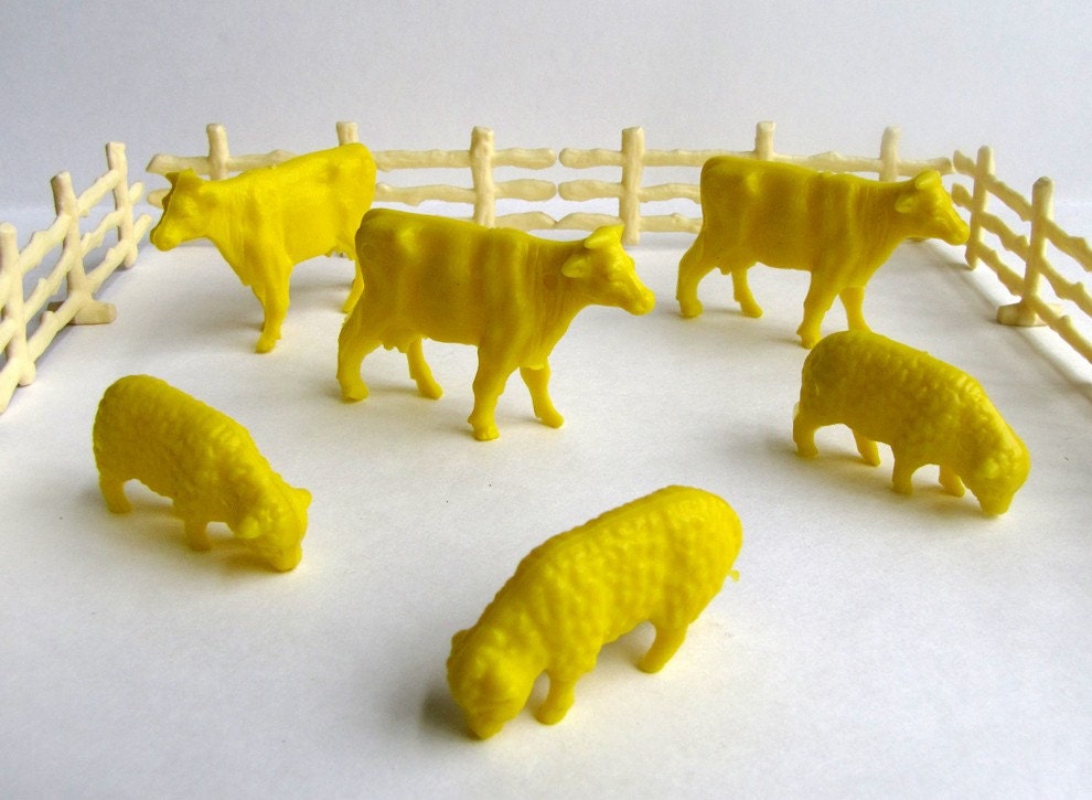 Miniature Plastic Farm Animals by RuggyRevival on Etsy