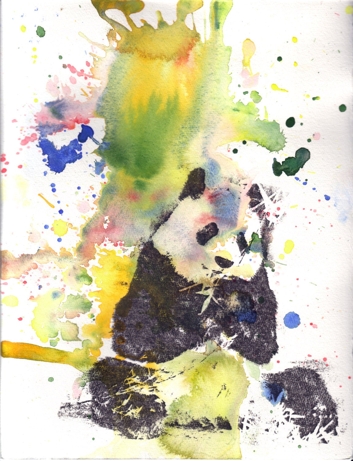 Животные акварелью Панда