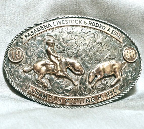 TEXAS RODEO CHAMPIONSHIP Belt Buckle 1968 Pasadena Rodeo