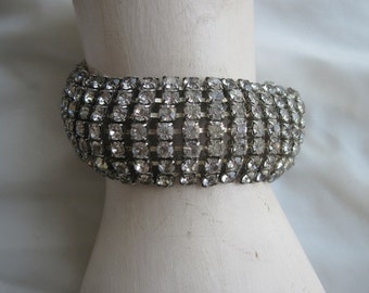 Vintage Rhinestone Bracelet Wide