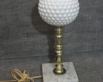 base glass Marble vintage with lamp Glass Hobnail  Milk Base   Lamp  Vintage milk