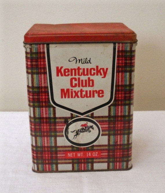 Vintage Kentucky Club Red Plaid Tobacco Tin by WildrosePrimitives