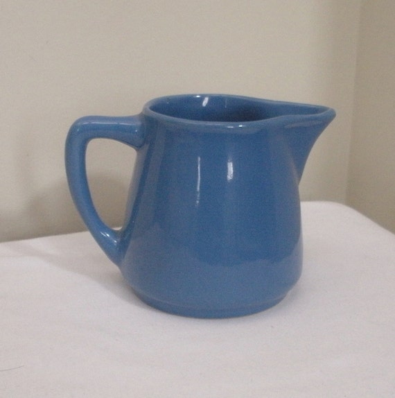 Vintage Medium Blue Oxford Ware Stoneware Pitcher