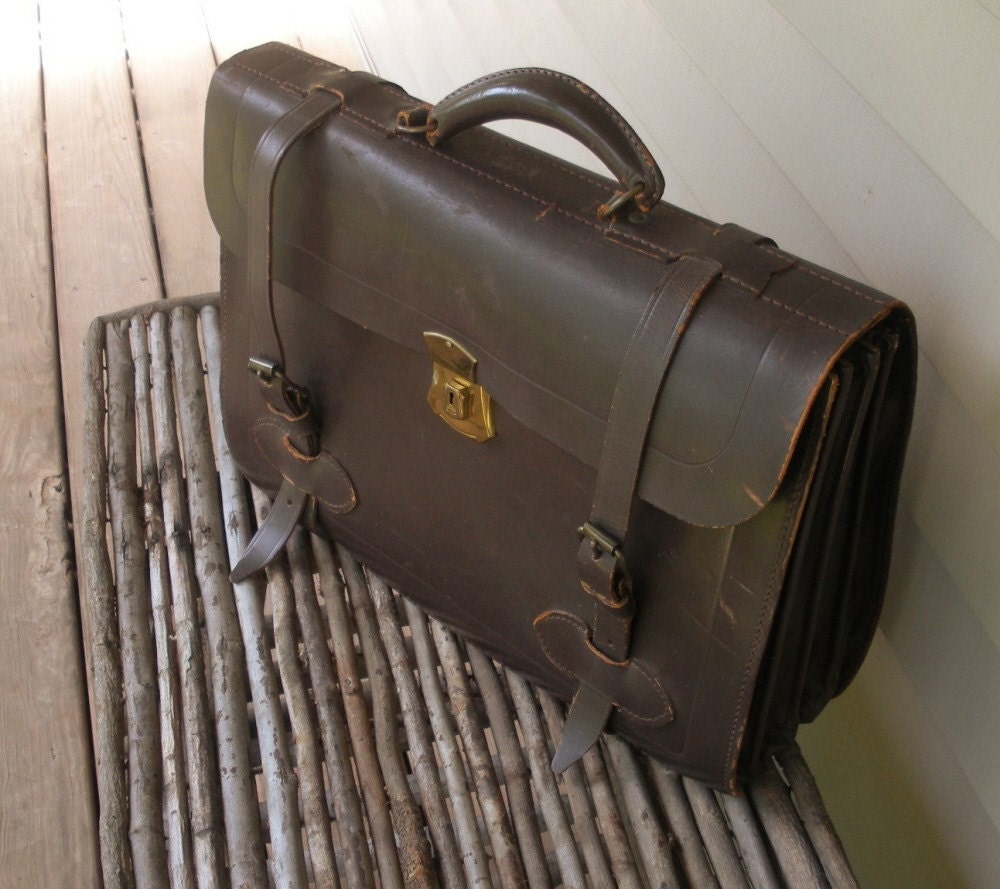 vintage brown briefcase