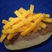 Cincinnati Cheese Coney Brooch Pin, Felt Fake Food Jewelry Novelty Accessory