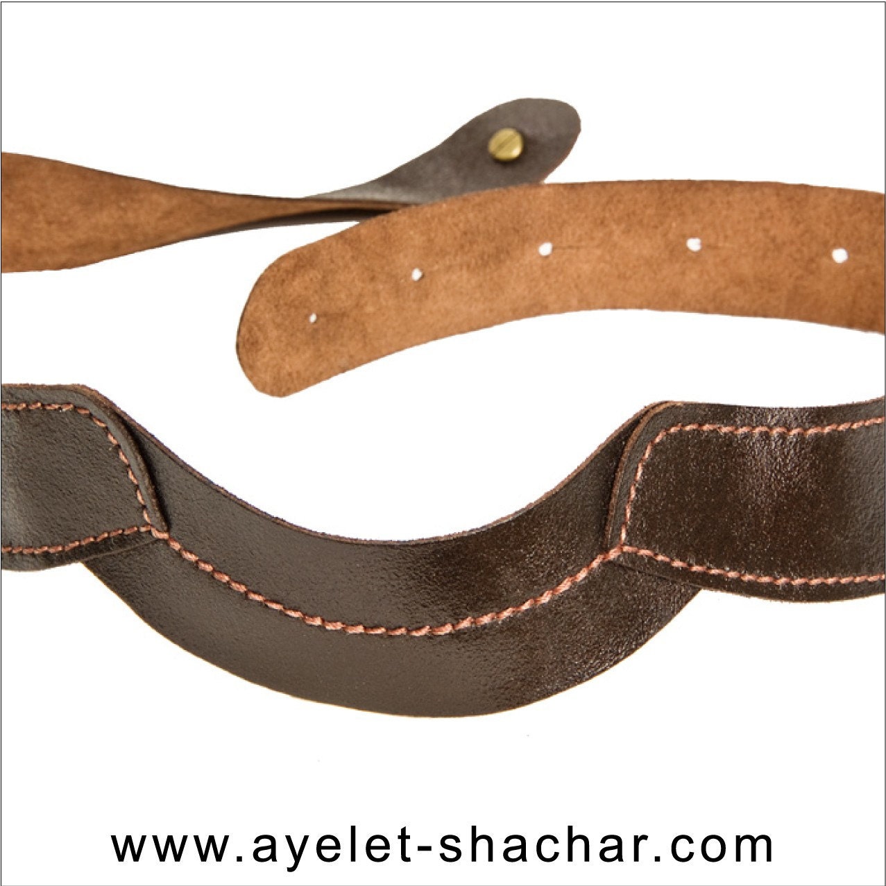Wave Belt Bronze Leather Waist Belt Sash Belt by AyeletShachar