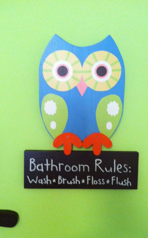 Items similar to Owl bathroom decor, bathroom rules, owl ...