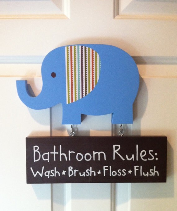 Items similar to Elephant bathroom, children's bathroom, wooden elephant, wooden bathroom sign