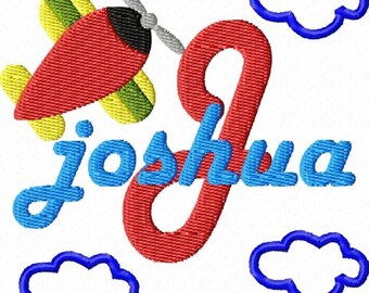BOYS AIRPLANE Monogram Font Machine Embroidery Designs