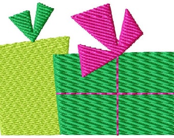 Two Christmas Presents Mini Machine Embroidery Design