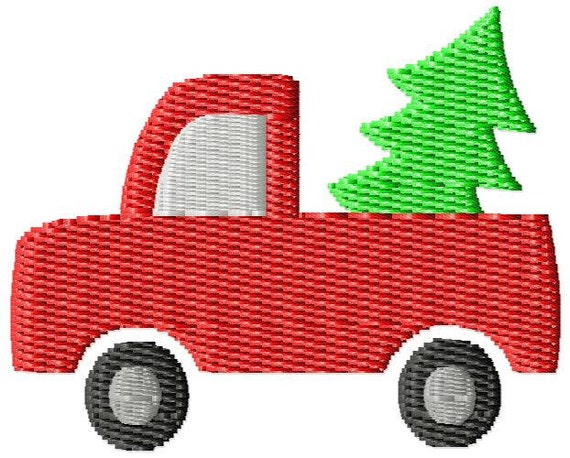 Christmas Truck with Tree Machine Embroidery Mini Design