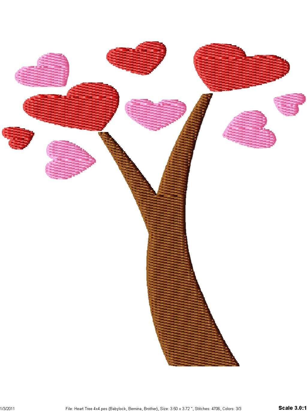 Heart tree machine embroidery design single Heart tree machine embroidery design single