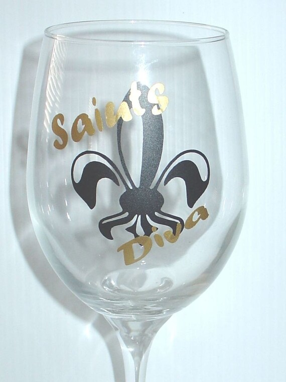 New Orleans Saints Diva Wine Glass