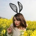 Mad hatter black lace bunny ears headband