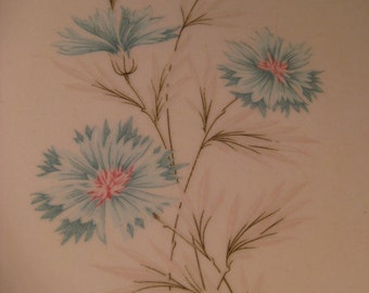5 Retro Dinner Plates, Boutonniere Taylor, Smith Taylor, MidCentury, aqua flowers thistles, 1950s 1960s china, TheRetroLife