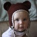 Custom Crochet Brown Teddy Bear Hat Beanie With Earflaps and Braids - Newborn to Adult Sizes
