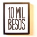 PRINT - Valentine art - 10 mil besos BLACK linocut typography poster 8x10