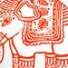 LINOCUT PRINT - ganesha elephant 8x10 red orange poster Indian elephant art