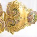Antique art Nouveau enamel detailed metal belt buckle