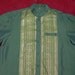 Vintage 50s 60s Neru Tiki Green Shark Skin Shirt with Gold Embroidery M L -on sale-